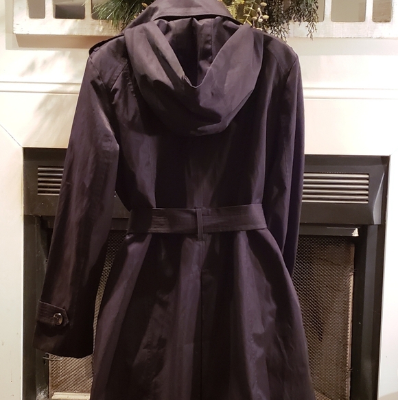 London Fog Black Hooded Trench Coat - Picture 4 of 7